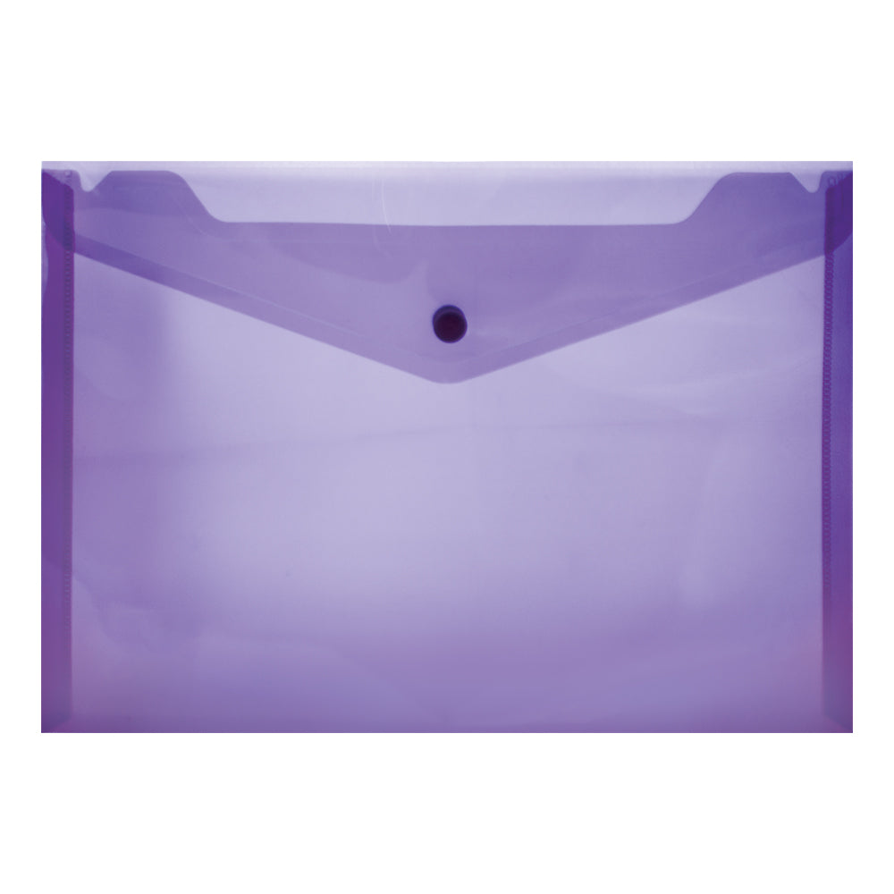PVC A4 Plastic Envelope folder with Stud - assorted colours