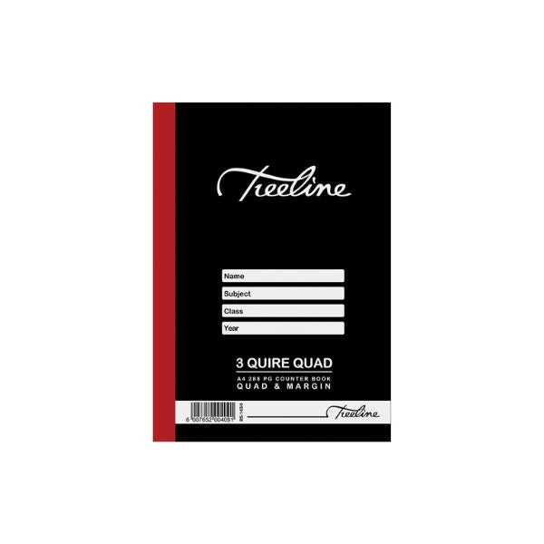 A4 Hard Cover Book, 3 Quire, 288 Pages, Quad & Margin