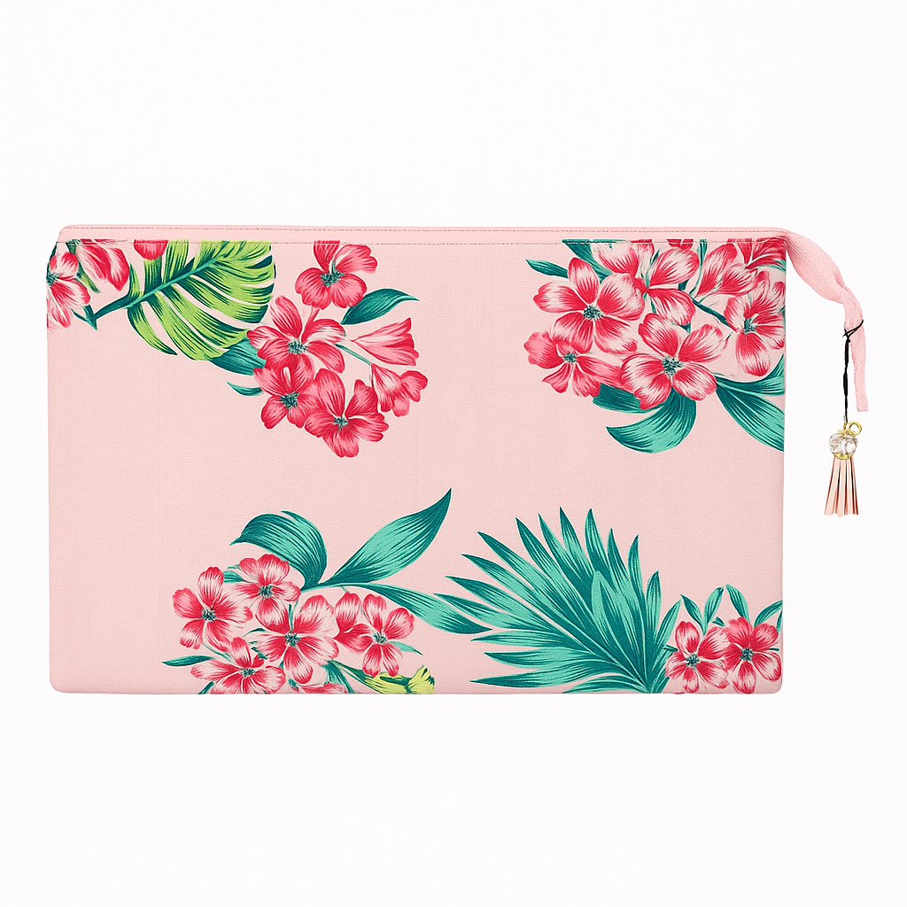 A5 Book bag, Water Resistant- Pink Island Flowers