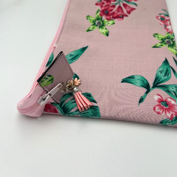 A5 Book bag, Water Resistant- Pink Island Flowers