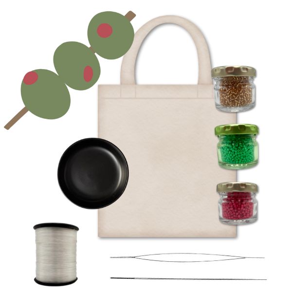 Beaded Embroidery DIY Kit- Cute Olives on a stick