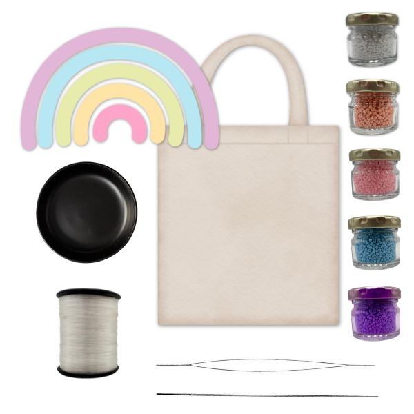 Beaded Embroidery DIY Kit- Pastel Rainbow