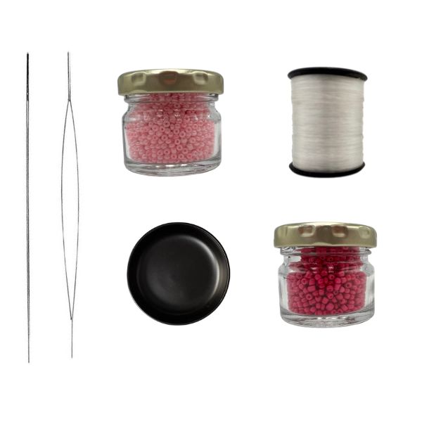 Beaded Embroidery DIY Kit- Cute Pink Bow