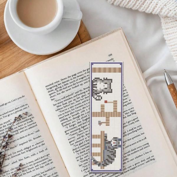 Cute Cats Cross Stitch Book Marks- Set of 6