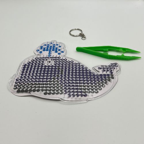 Whale Fuse bead base plate keyring and tweezer