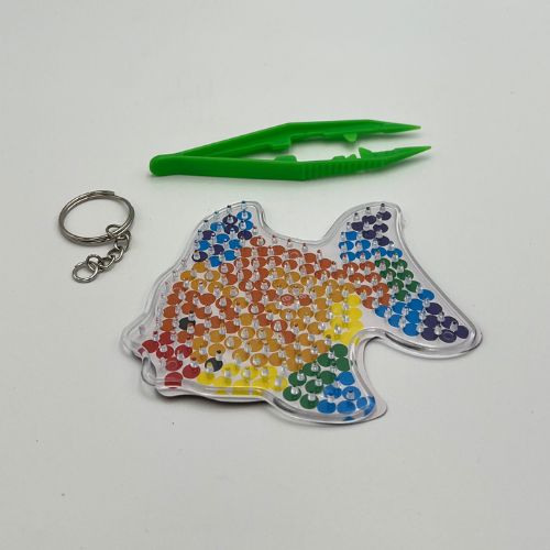 Small Fish Fuse bead base plate keyring and tweezer