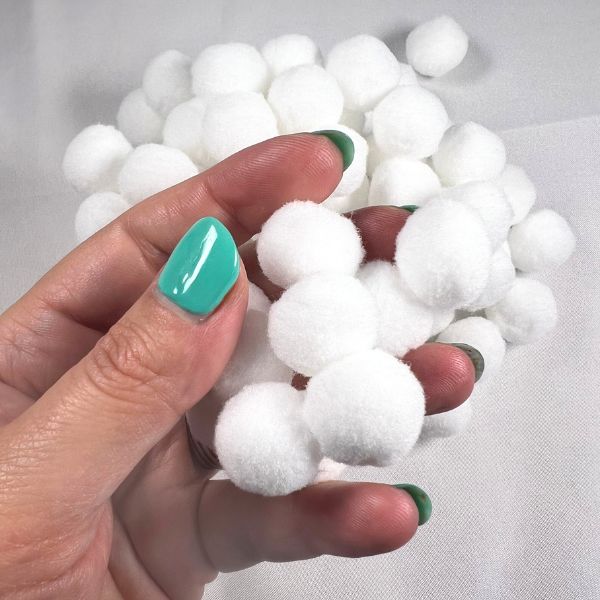 Large White Coloured Felt Pom Poms