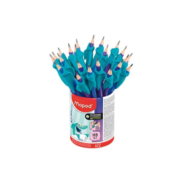 MAPED Kidy Learn Graphite HB Pencils with Eraser + GRIP 22's Tub