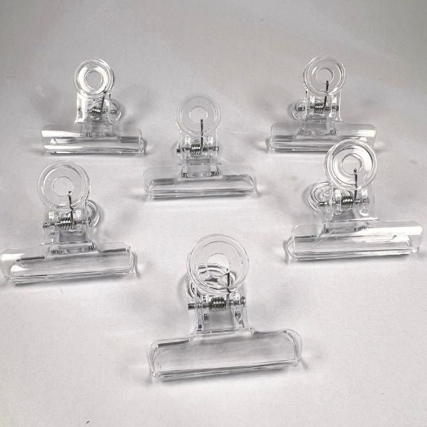 Clear Plastic Binder Clip- set of 6