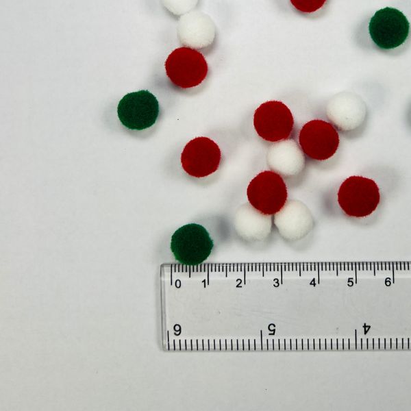 Christmas Craft Pompoms, 100 pieces