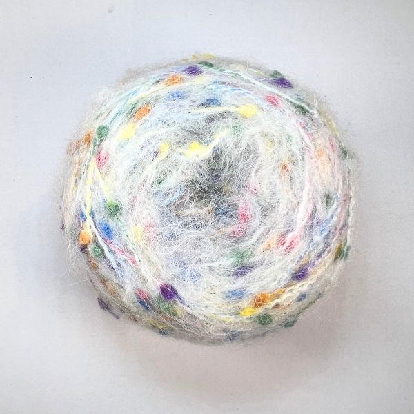 Mohair polka dot wool, white, 50g