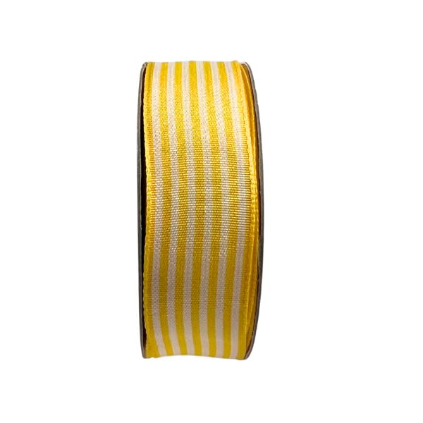 Candy Tafetta Stripe Ribbon- Yellow, 25mm x 20