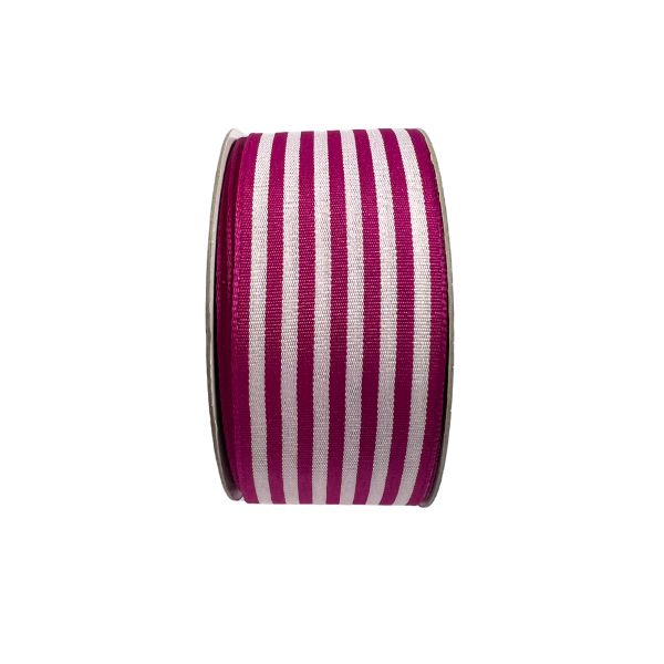 Candy Tafetta Stripe Ribbon- Berry, 40mm x 20