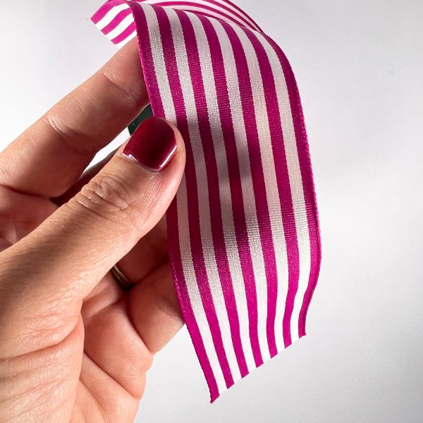 Candy Tafetta Stripe Ribbon- Berry, 40mm x 20