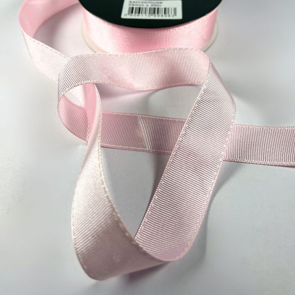 Baby Pink Petersham Saddle Stitch Ribbon, 25mm x 20m