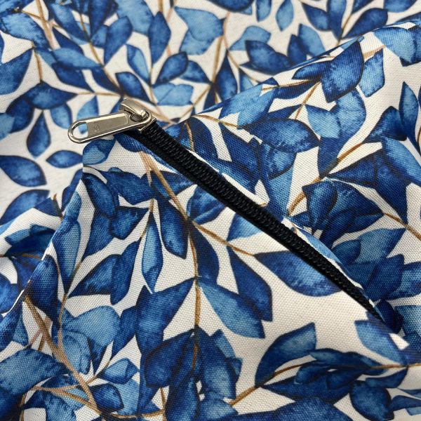 Kids Library Book Bag, A3, Blue Leaves