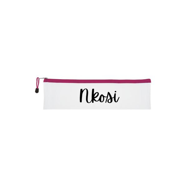 Transparent Personalised Pencil Bag, 33cm with coloured zip- Pink