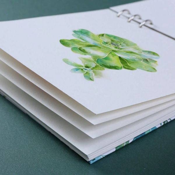 Square Watercolour Sketchbook, 300gsm, 40 pages- Leaves_ScribbleandScratch