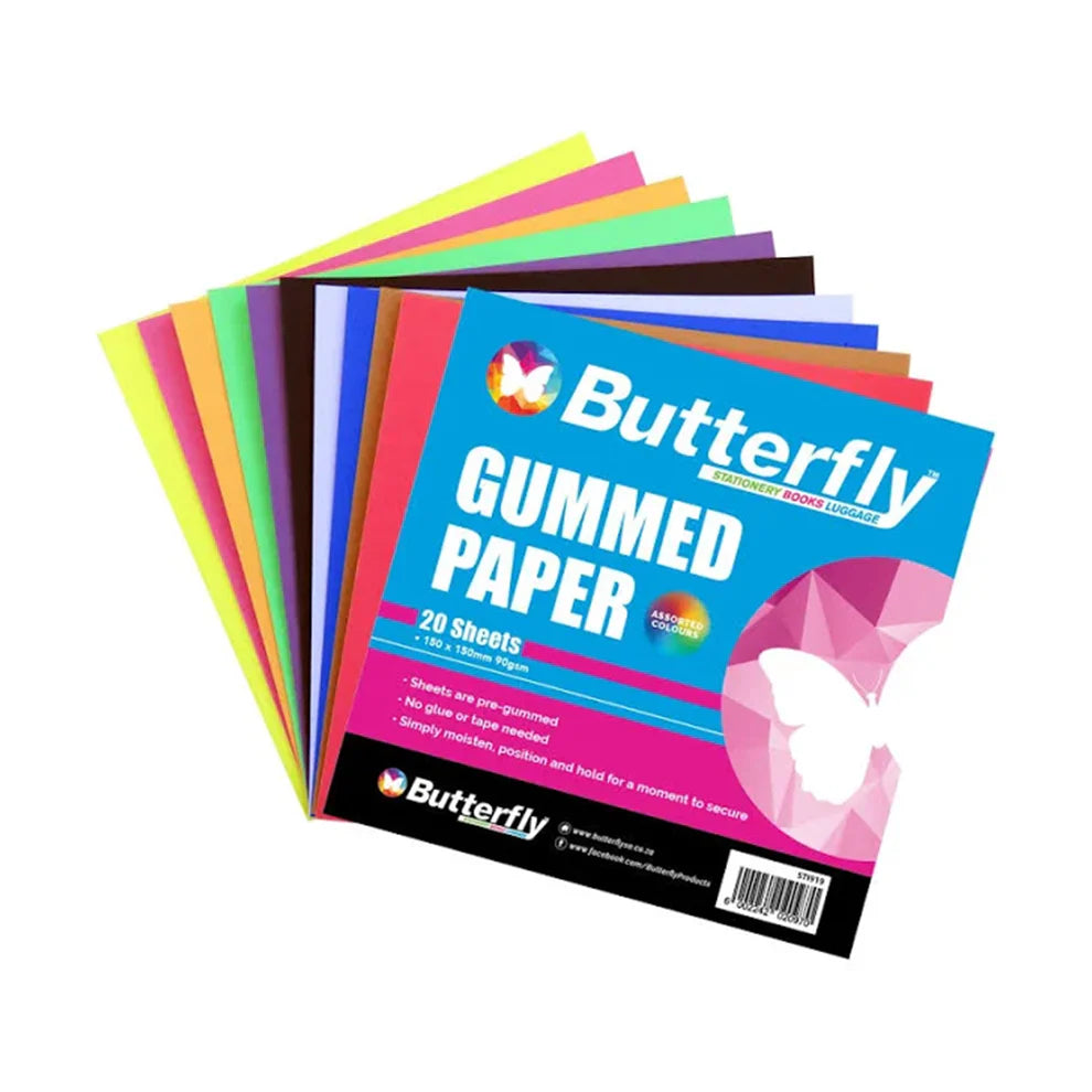 Shop Butterfly Gummed Paper, 150x150mm - 20 Sheets | Stationery ...