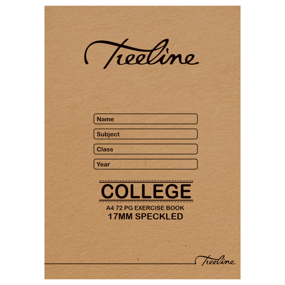 Treeline A4 Exercise Book, 72 Pages, speckled with margin, 17mm