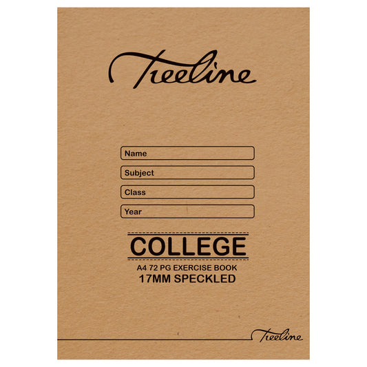 Treeline A4 Exercise Book, 72 Pages, speckled with margin, 17mm