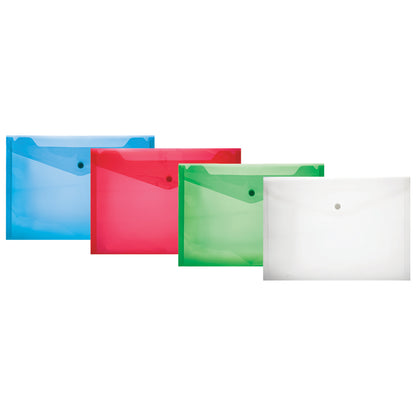 PVC A3 Plastic Envelope Folder with Stud- Assorted colours