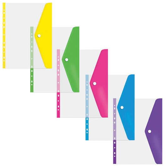 transparent A4 filing carry folders with stud closures in assorted colours