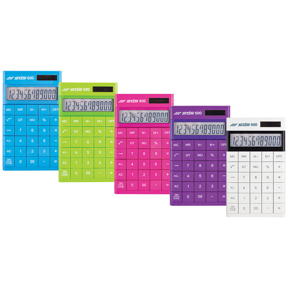 SDS Basic Calculator - 12 Digits - assorted colours
