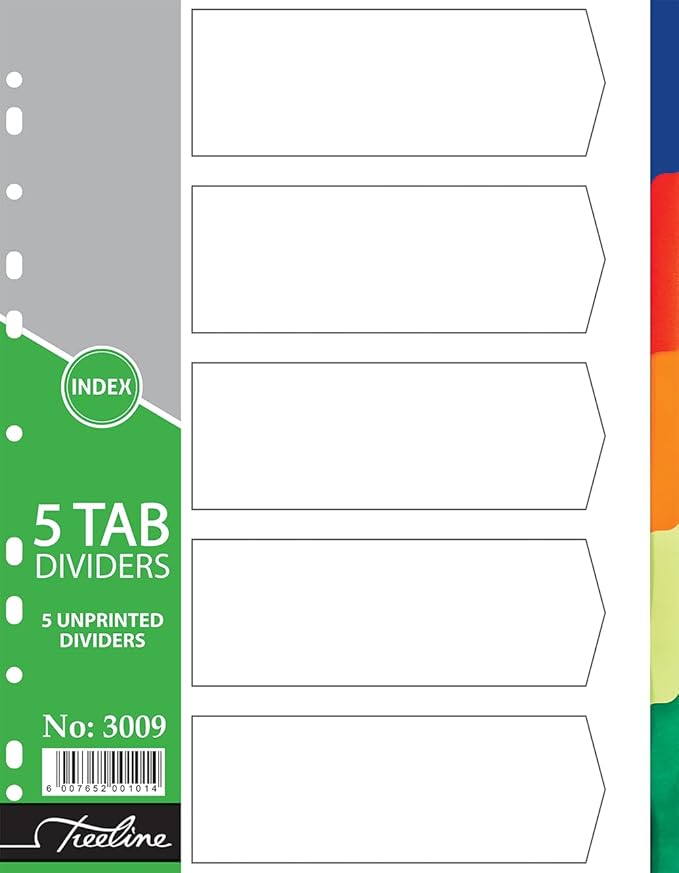 A4 Index 5 Tab Rainbow