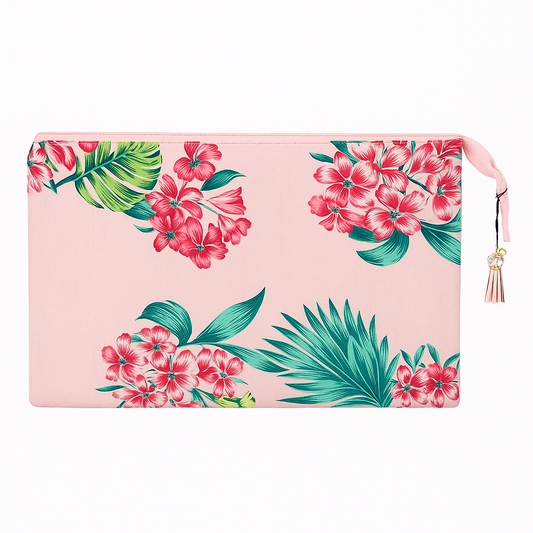 A5 Book bag, Water Resistant- Pink Island Flowers