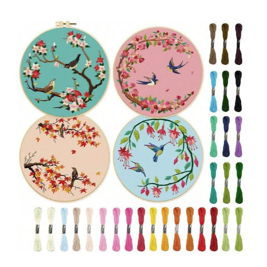 Bird Embroidery Kit- 4 piece