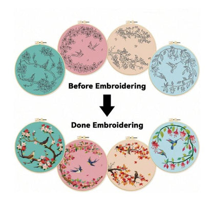 Bird Embroidery Kit- 4 piece