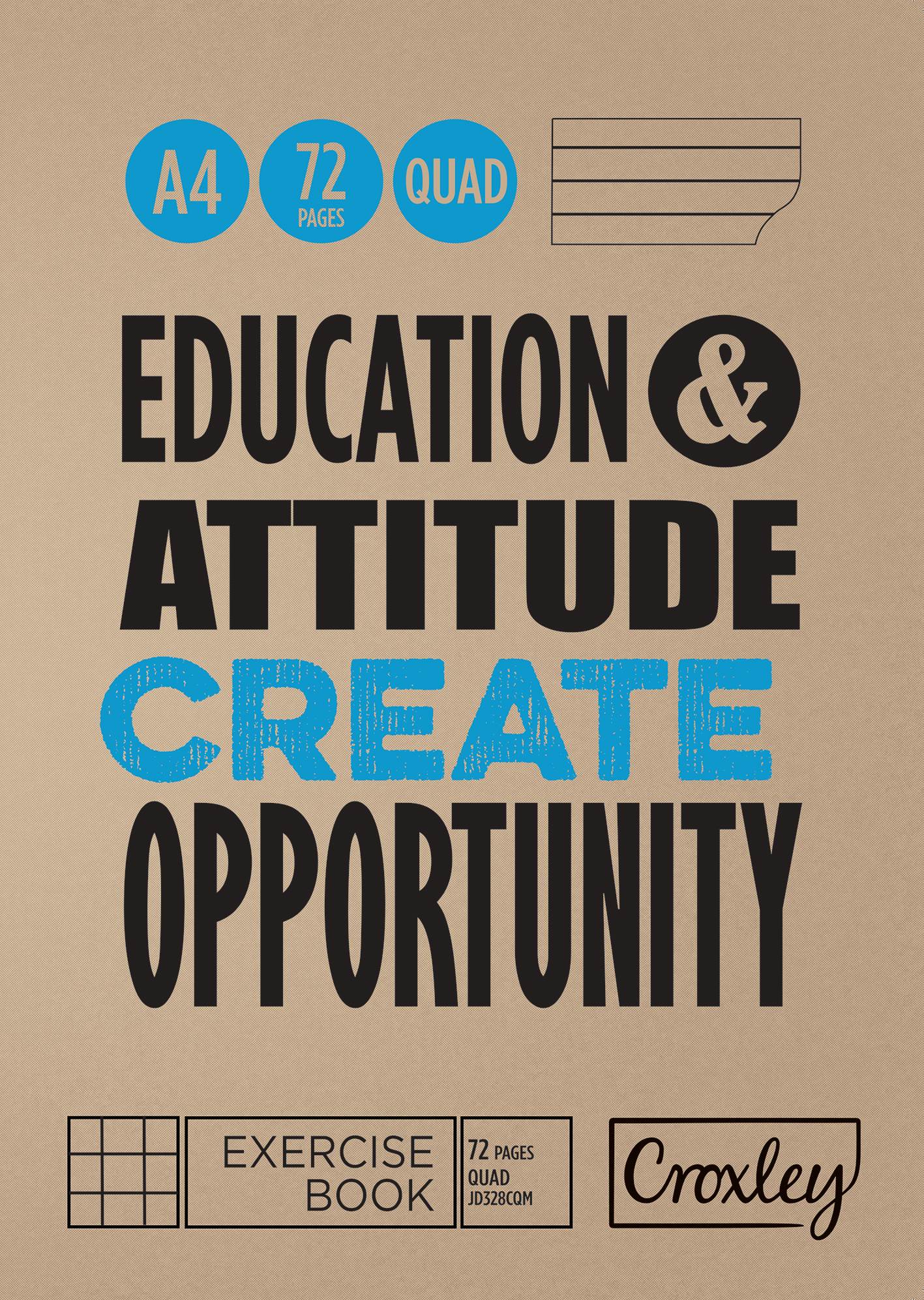 A4 32 pages college exercise book, Quad & Margin