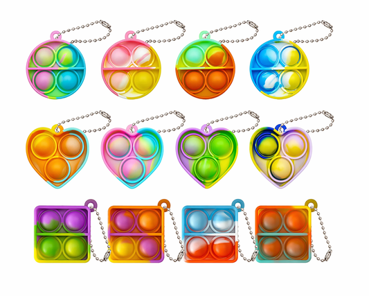 Set of 3 Mini Bubble Fidget Key Chain - Sensory Toy