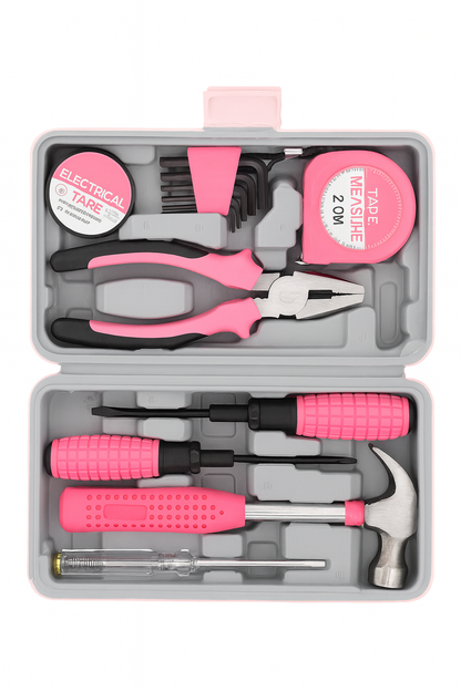 Mini Pink Toolbox, 16 piece set