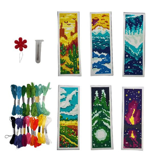 Cross Stitch Book Marks- Nature scene, set of 6