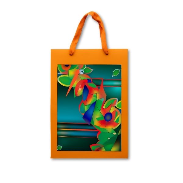 Digital Art Gift Bag - Orange with Tissue Paper (30 × 40 cm)