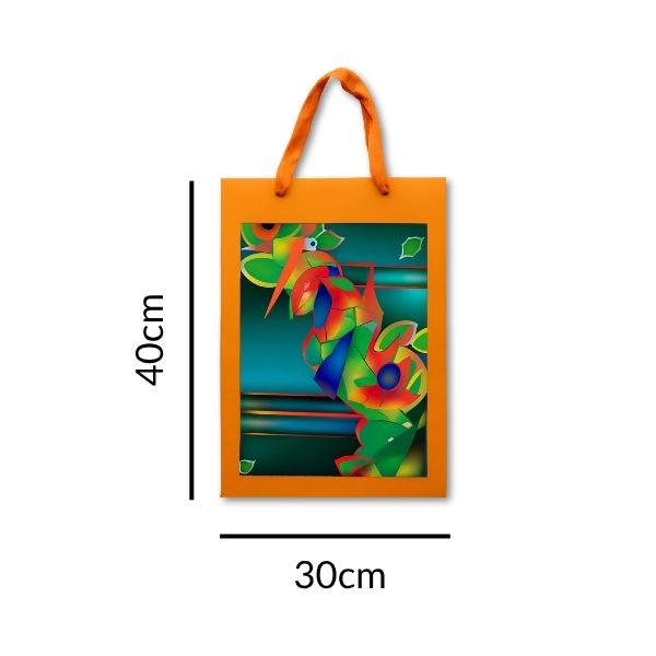 Digital Art Gift Bag - Orange with Tissue Paper (30 × 40 cm)