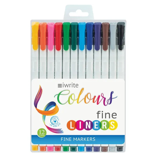 Iwrite Fineliners- Set of 12 Coloured Pens