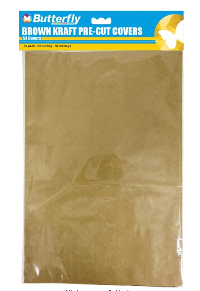 Butterfly A4 Brown Book Covers, Pre- cut- Pack of 10