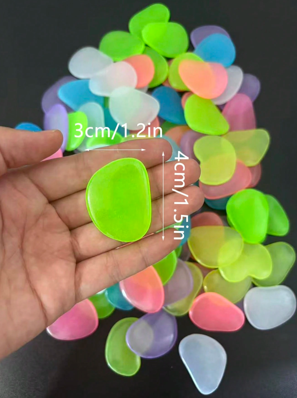 Small Glow in the dark pebbles - Set of 5