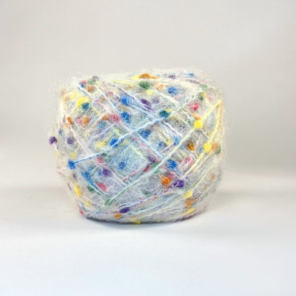 Mohair polka dot wool, white, 50g