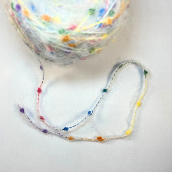 Mohair polka dot wool, white, 50g