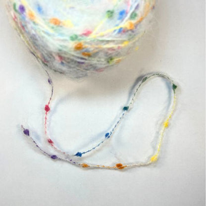 Mohair polka dot wool, white, 50g