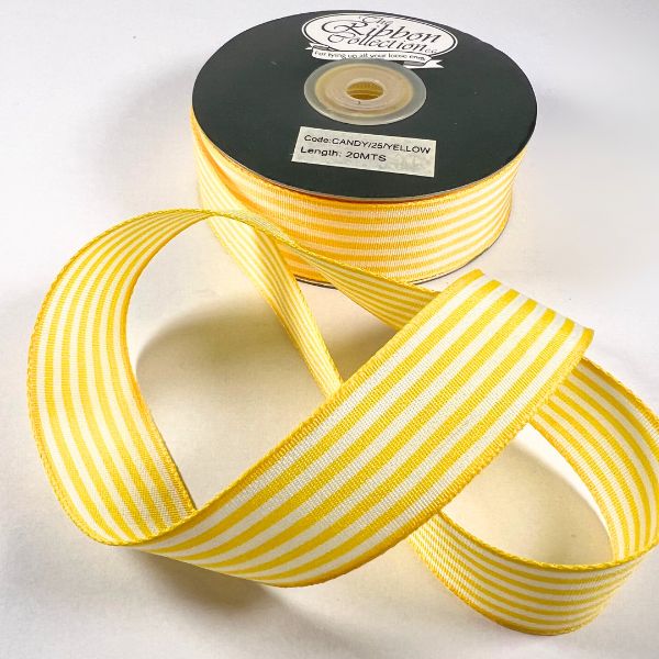 Candy Taffeta Stripe Ribbon – Yellow Ribbon | Gift Wrapping | Buy ...