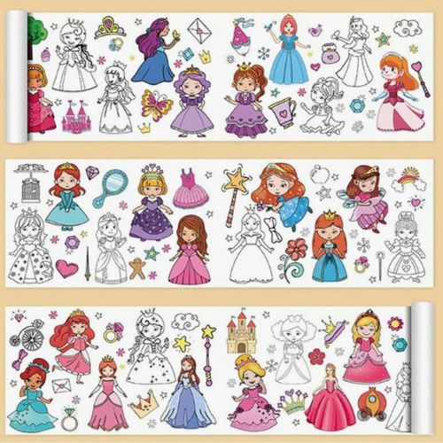 Cute Princess Themed 3m Colouring-in Sheet - Scribble and Scratch