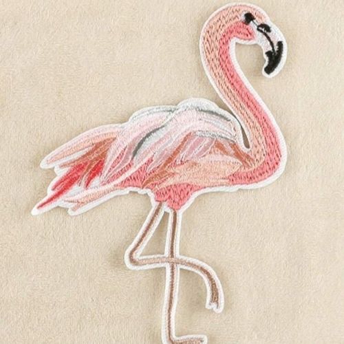 Flamingo Embroidered Iron on Patch - Scribble and Scratch