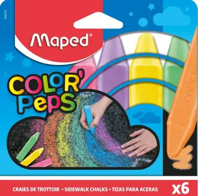 Maped Coloured Sidewalk Chalk, Set of 6 Jumbo sticks