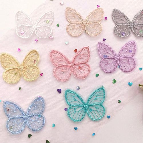 Pastel Embroidered Butterflies Iron-on Patches - Scribble and Scratch