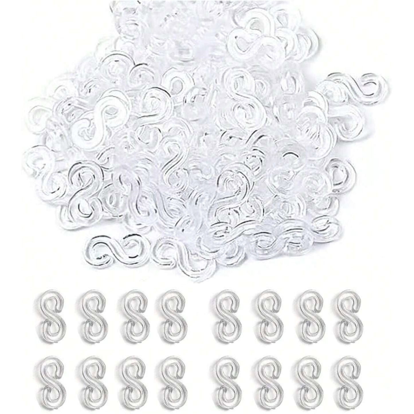 Clear Loom S Clips, Bracelet Connectors for Loom Bands - Set of 100